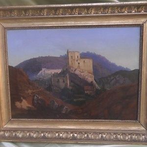 N/A>> 19th C. o/c Landscape with Castle